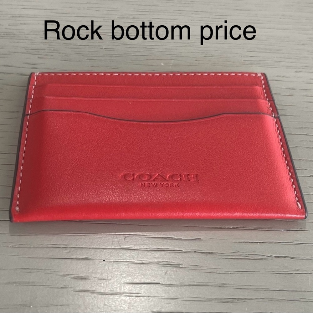 Last chance! Coach red leather card holder